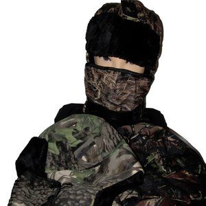 3 Mens Fur Lined Insulated Bomber Hat with Mouth Mask Cover Real Woods